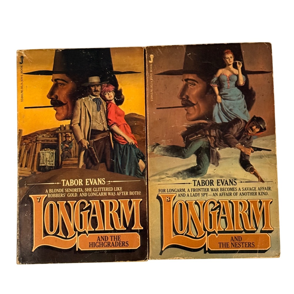 Longarm Western Book Lot Tabor Evans #7 Highgraders #8 Nesters Jove 1981 Vintage